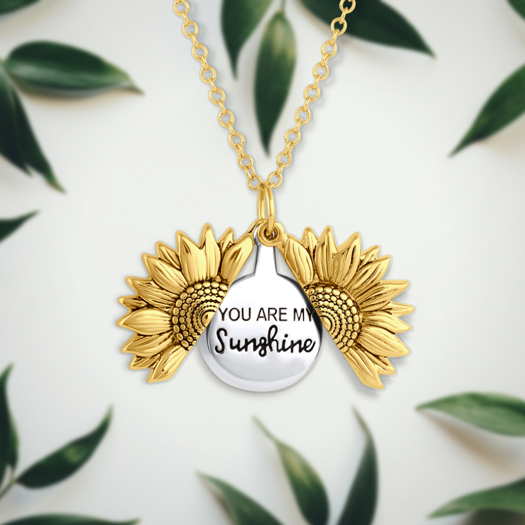 sunflower necklace bee kind shop jewelry green leaf 120